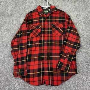 Vtg Pine Grove Shirt Mens Medium Red Plaid Flannel Long Sleeve Button Up Work
